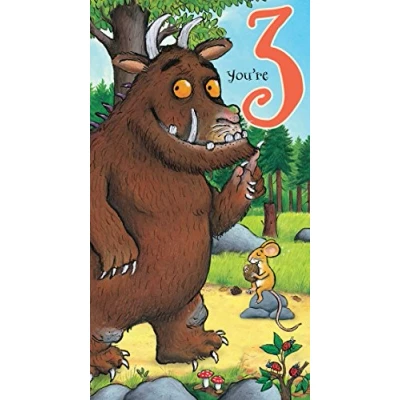 Image of The Gruffalo Age 3 Birthday Card, Happy 3rd Card 3,Multi,210 x 290 mm