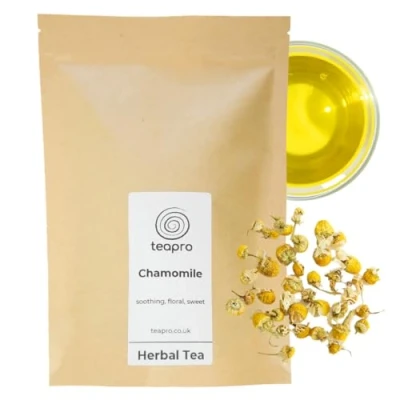 Image of Teapro Chamomile Tea Whole Flower 100g Digestion &amp; Sleep Easy Premium Loose Leaf Camomile Flowers Sourced in Europe