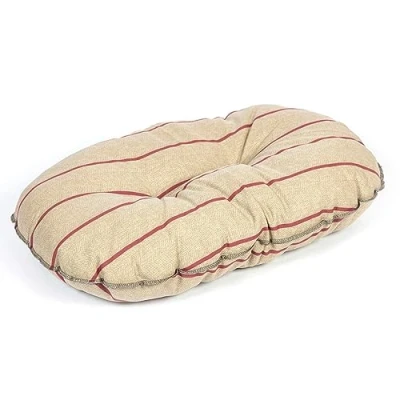 Image of Danish Design Heritage Herringbone Beige and Burgundy Stripes Soft Quilted Dog/Puppy Mattress 21 Inch