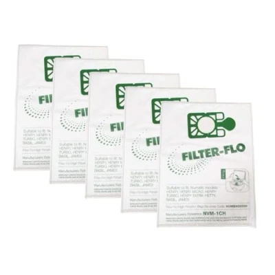 Image of Ecoclean Cloth Hepaflo Type Hoover Bags for Numatic Henry Hetty Vacuum Cleaners (Pack of 5)