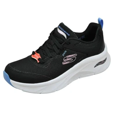 Image of Skechers Women&#039;s 149685 BKMT Trainers, Black Leather/Mesh/Multi Trim, 4 UK