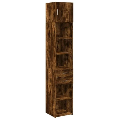 Image of vidaXL Slim Storage Cabinet Smoked Oak 40x42.5x225 cm Engineered Wood