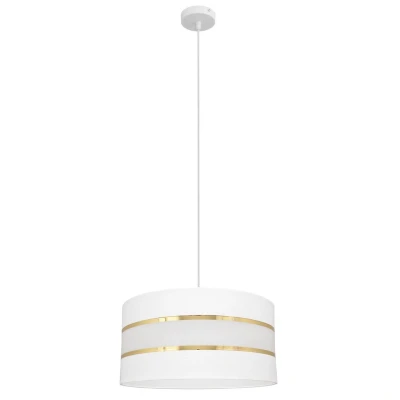 Image of Helen Cylindrical Pendant Ceiling Light White, Gold 40cm