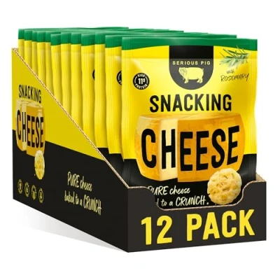 Image of SERIOUS PIG Crunchy Snacking Cheese Snacks, Keto Friendly, High Protein, Low Carb, Gluten Free, Vegetarian, Pub Made from 100% Real Italian (Rosemary) (12 x 24g)