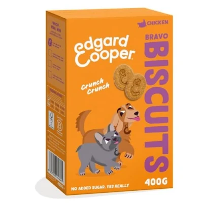 Image of Edgard &amp; Cooper Natural Dog Treats Chicken Bravo Biscuits (1 x 400g box), Grain Free, High in Protein fresh meat, full of essential amino acids for healthy insides