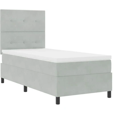 Image of vidaXL Box Spring Bed with Mattress Light Grey 80x200 cm Velvet