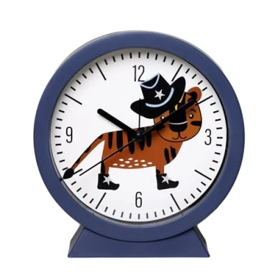 Image of Alarm Clock Green Round Kids Childrens Bedroom Novelty Bedside Table (Blue Magic Tiger)