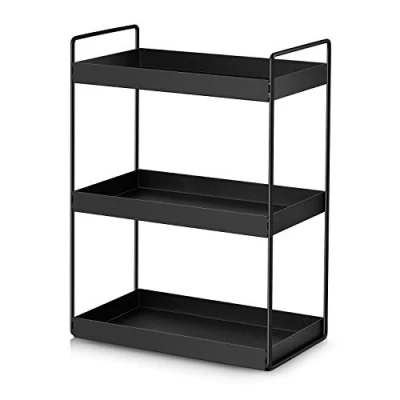 Image of APAFISH 3 Tier Bathroom Countertop Organiser Vanity Tray Cosmetic &amp; Makeup Storage Kitchen Spice Rack Standing Shelf, Black