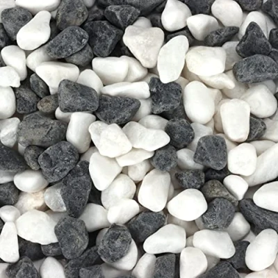 Image of Belle Vous Decorative Natural Grey and White Pebbles (3.6kg Bag) 1.4 2.6cm/0.55 1.02 inches Assorted Stones Mixed River Gravel for Vase Filler/Plant Pots, Landscaping, Aquariums, Home Gardens