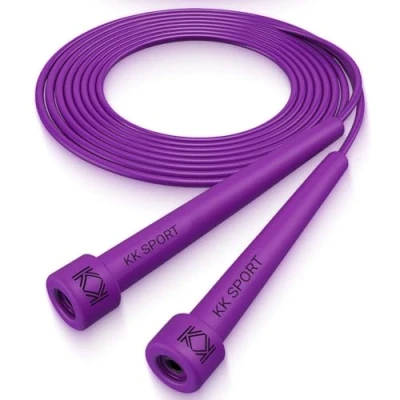 Image of KK Skipping Rope PVC Jump Lightweight, Durable &amp; Adjustable for All Fitness Levels Ideal Home Workouts, Boxing, Cardio Weight Loss, Purple
