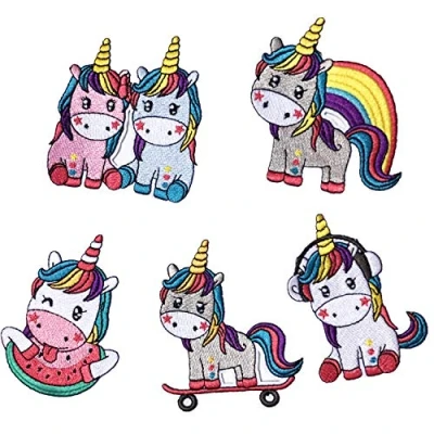 Image of Unicorn Embroidered Iron on Applique Patch for Clothes Backpacks Shoes,5 Pack