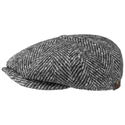 Image of Stetson Hatteras Women/Men Made in The EU Winter Cap Newsboy Flat hat with Peak, Lining Autumn 59 cm Black