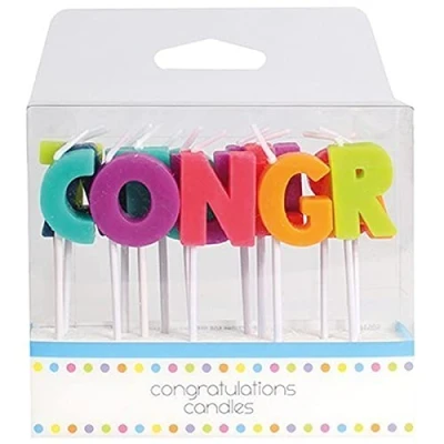 Image of Culpitt Congratulations Cake Candles, Decorations Pack of 15 Candles,Assorted,Congratulation