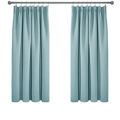Image of Deconovo Blackout Curtains Super Soft Thermal Insulated Energy Saving Pencil Pleat for Bedroom 52x54 Inch Sky Blue 2 Panels