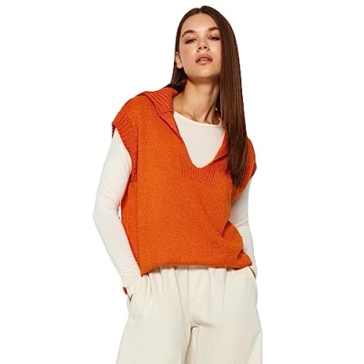 Image of Trendyol FeMan Regular fit Basic Polo Neck Knitwear Sweater,Orange,S