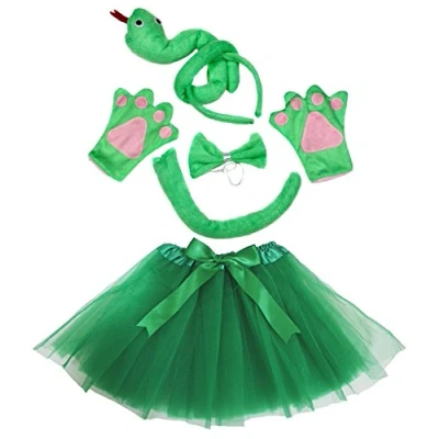 Image of Petitebelle Cutie Headband Bowtie Tail Gloves Tutu 5pc Girl Costume 1 5y (3D Snake)