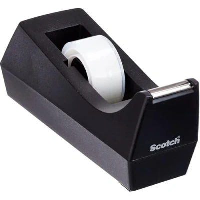 Image of Scotch Tape Dispenser C38, Black + Crystal Tape, 19 mm x 10 m, 1 Roll/Pack