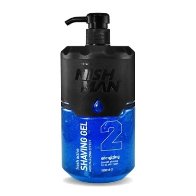 Image of Nishman Shaving Gel with Pump for Men, Women, 1000 ml Moisturizing and Smooth Experience Fresh Active Easy, Refreshing, Shave (02 Energizing)