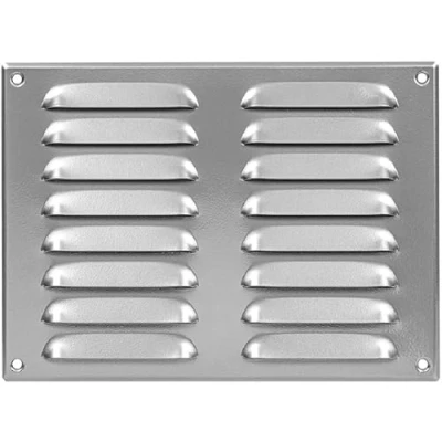 Image of Metal Air Vent Grille 260mm x 190mm with Fly Screen Flat Louvre Duct Cover (Silver)