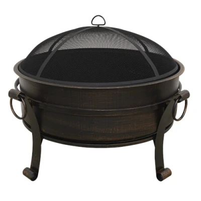 Image of Dellonda 30&quot; Deluxe 2 in 1 Outdoor Fire Pit &amp; Coffee Table Antique Bronze Effect