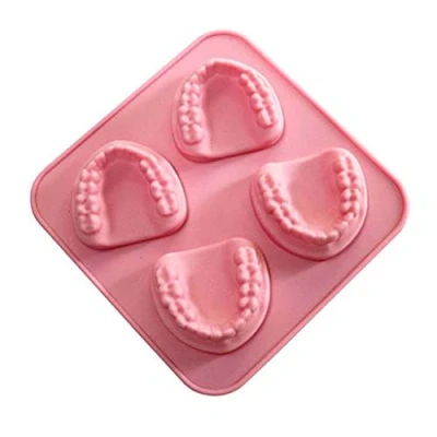 Image of LANCHEN 4 Hole Denture Teeth Shaped Ice Cube Mold Silicone Tray DIY Cream Mould