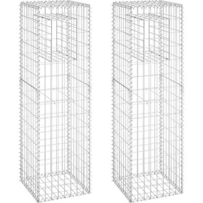 Image of vidaXL Gabion Basket Posts 2 pcs 40x40x140 cm Iron