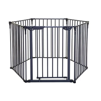 Image of Dreambaby Royale Converta 3 in 1 Playpen, Fireguard and Room Divider, Charcoal (fits up to 3.8m) with 6 Configurable Panels