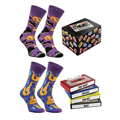 Image of Rainbow Socks Men Women Jazz Music Novelty 2 Pairs Musical Instruments Sunglasses Size UK 12 14 EU 47 50