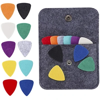 Image of 20 Pieces Felt Ukulele Picks,Felt Heart Shape pick for Guitar Bass with holder case (Multiple colors)