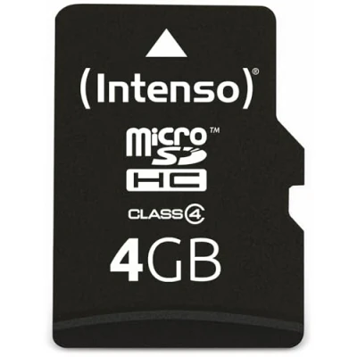 Image of Intenso Microsdhc Memory Card, Class 4, 4 GB, Black