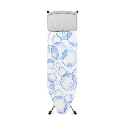 Image of Brabantia Ironing Board C Extra Large Steam Iron Rest Adjustable in Height Non Slip Rubber Feet Triple Layer Cotton Cover Foldable XL Unit Bubbles 124x45 cm