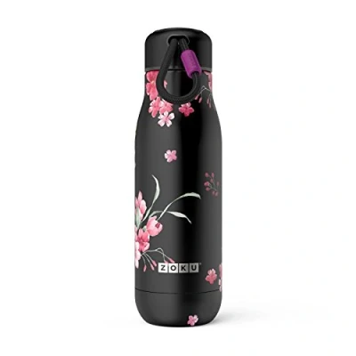 Image of Zoku Vacuum Insulated Stainless Steel 18oz Water Bottle, Midnight Floral…, ZK142