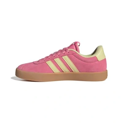 Image of adidas Women&#039;s VL Court 3.0 Shoes, Pink Fusion/Powder Yellow/Gold met, 7 UK