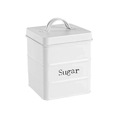 Image of White Vintage Metal Sugar Canister By Harbour Housewares