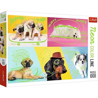 Image of Trefl 10578 Abgefahrene Hunde 1000 Teile, Neon Color Line, Premium Quality, für Erwachsene und Kinder ab 12 Jahren Puzzle, Coloured