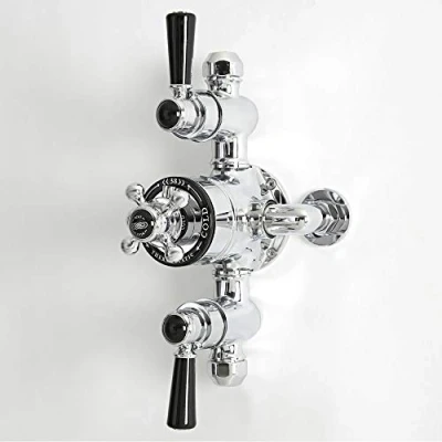 Image of Milano Elizabeth Traditional 2 Outlet Exposed Thermostatic Mixer Shower Valve Chrome Black