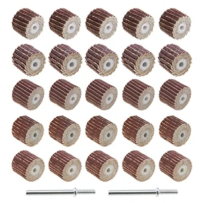 Image of eMagTech 20Pcs 80/120/240/320/600 Grit Flap Wheel Sandpaper Sanding Disc for Rotary Tools with Long Handle Shank Mandrel 13x12x3mm/0.51x0.47x0.12inch Emery Cloth Polish Tool Accessories