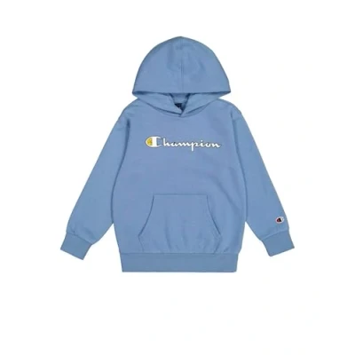 Image of Champion Legacy Play With Graphics B (306908) Ultra light Soft Compact Polyfleece Hooded Sweatshirt, Turquoise Blue (CBU), 9 10 years (M) Boys FW24