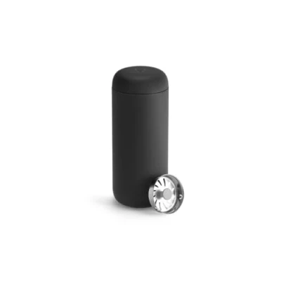 Image of Fellow Carter Move Travel Mug Vacuum Insulated Stainless Steel Coffee and Tea Tumbler with Ceramic Interior Splash Guard, Matte Black, 16 oz Cup