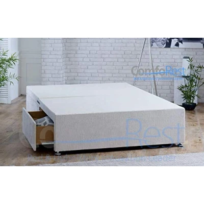 Image of Comfort24 Divan Bed Base In Chenille 4 Drawers, NO Headboard (Superking 6&#039;0, Cream)