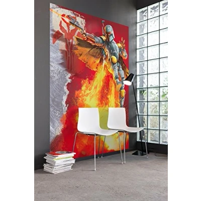 Image of Komar Star Wars Boba Fett Wallpaper Mural, Vinyl, Multi Colour, 184 x 0.2 254 cm