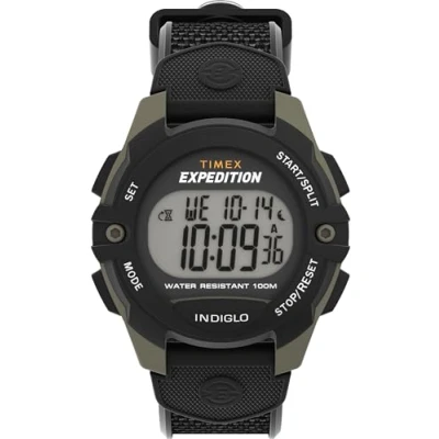 Image of Timex Men&#039;s Expedition 41 mm Watch Black Resin Two Piece Digital Dial Green Case TW4B28500