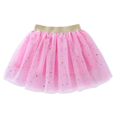 Image of Tutu Skirts for Girls 3 Layers Sequin Star Elastic Waist Ballet Dance Skirt Age 2 10 Years (Pink, 6 7Years)