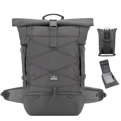 Image of Johnny Urban Travel Backpack Women &amp; Men Grey Allen XL Rucksack for Hiking, Camping, Trekking, Travelling 50l Backpacking Bag with Laptop Compartment Water Repellent
