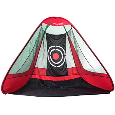 Image of Pure2Improve Golf Practice Triangle Net Red/White/Black