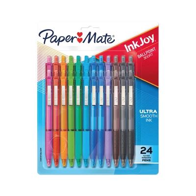 Image of Paper Mate InkJoy 300RT Retractable Ballpoint Pens Medium Point (1.0 mm) Assorted Colours 24 Count