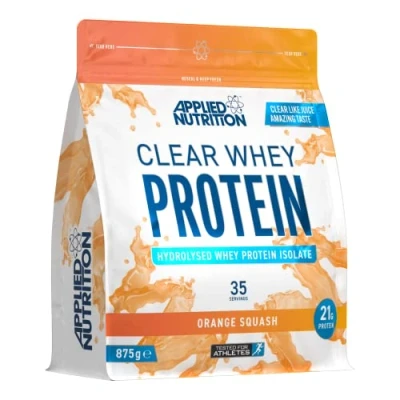 Image of Applied Nutrition Clear Whey Isolate Protein Isolate, Refreshing High Powder, Fruit Juice Style Flavours (Orange Squash) (875g 35 Servings)