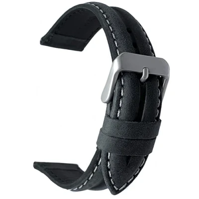 Image of Talk Time Genuine Suede Leather Watch Strap Water Resistant Black 18mm