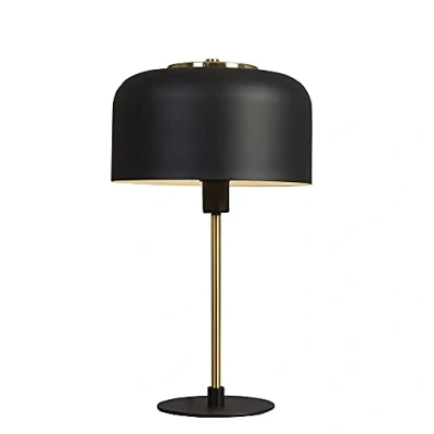 Image of MiniSun MinSun Contemporary Matt Black &amp; Satin Brass Stem Dome Table Lamp