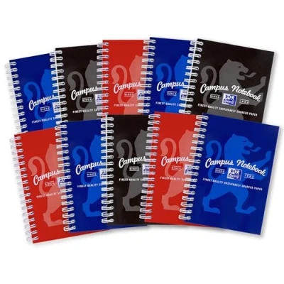 Image of Oxford Campus A6 Wirebound Card Cover Notebook Assorted Colour, Pack of 10